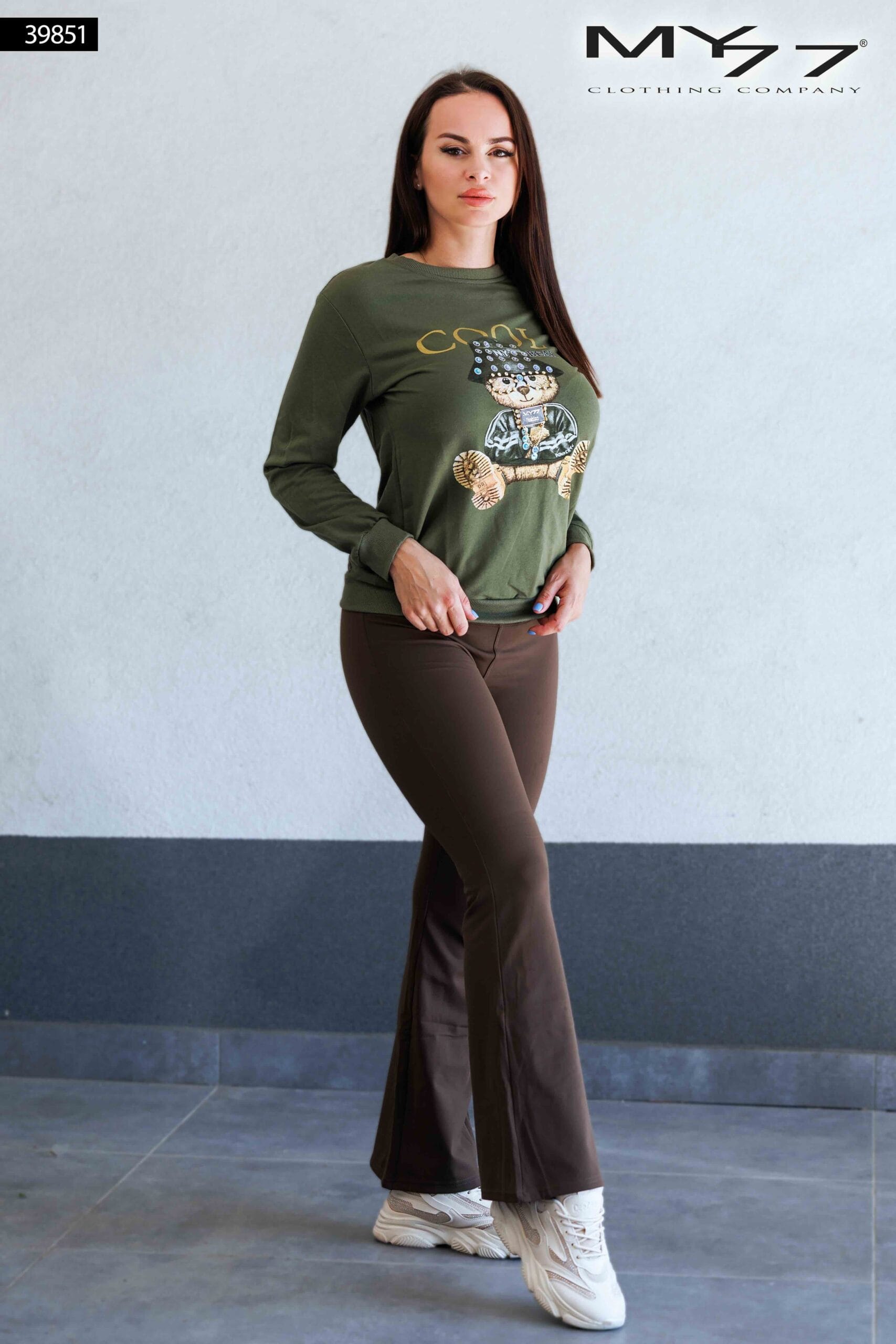 Hosszú ujjú mintás felső – Zöld (39851)