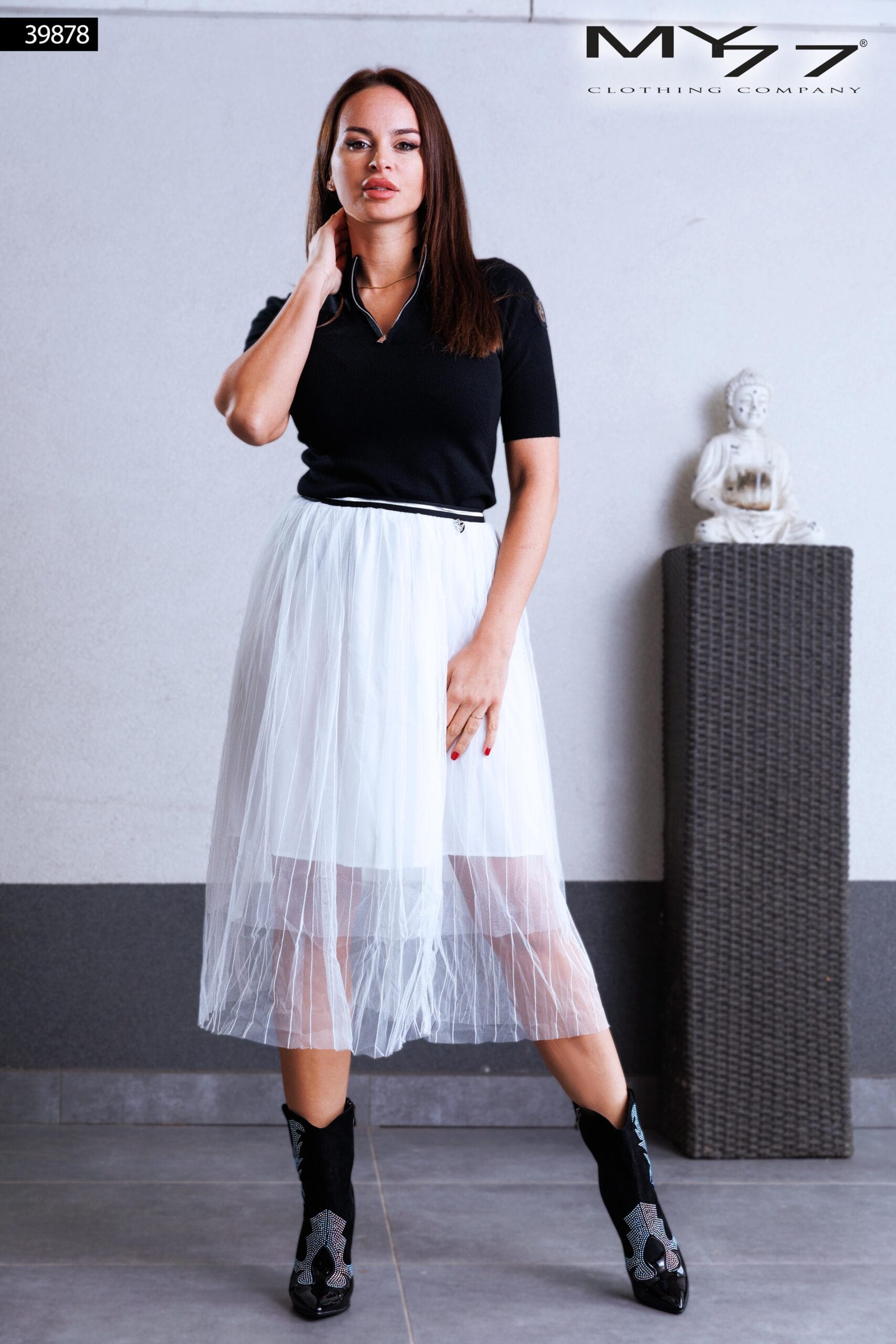 39878 – MY77 Tüll midi szoknya (fehér)