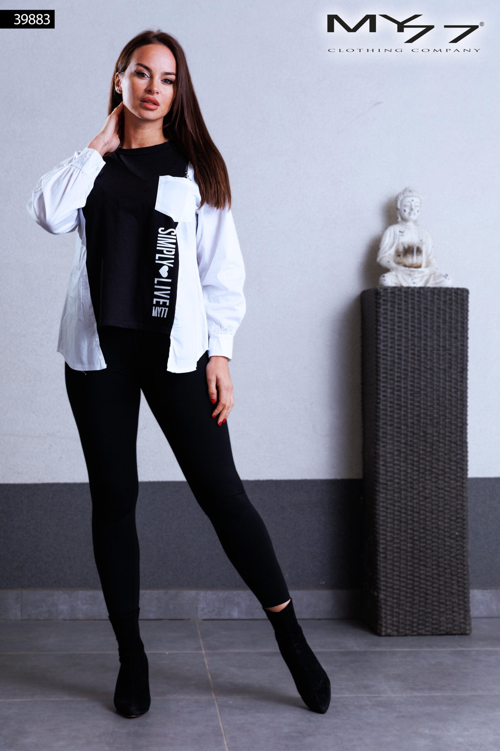 39883 – MY77 Kontrasztos hosszú ujjú felső