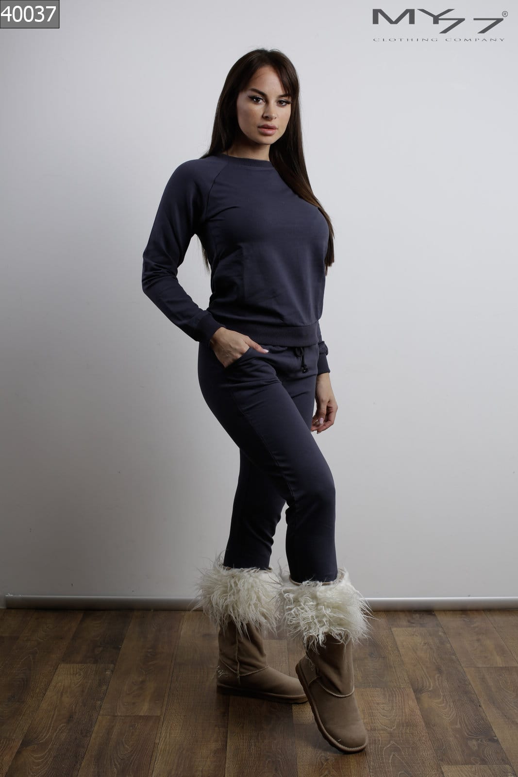 MY77 Sötétkék pamut szabadidő szett – 40037 - Image 4