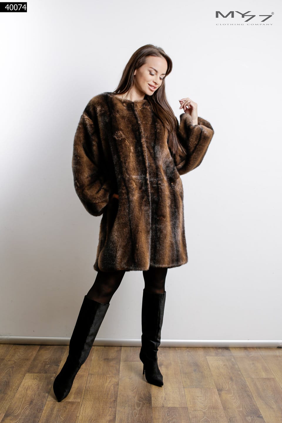 MY77 Barna műszőrme kabát – 40074