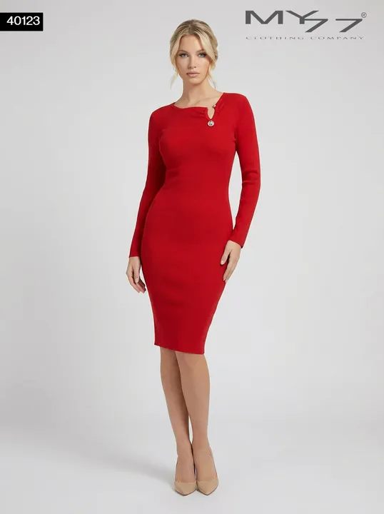 MY77 Piros hosszú kötött ruha – 40123