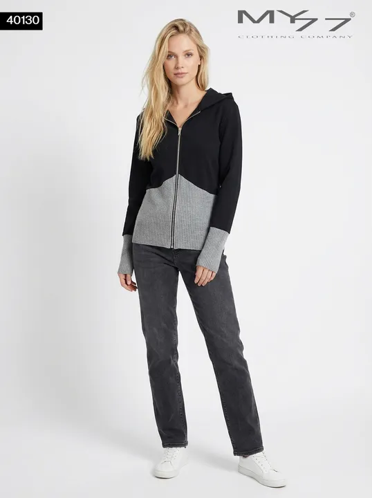 MY77 Kétszínű kapucnis cipzáras felső – 40130
