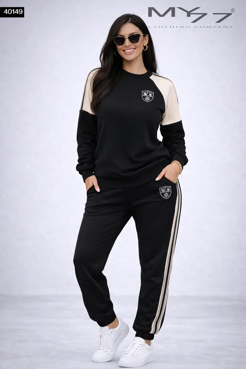 MY77 női melegítő szett fekete–bézs színben – 40149