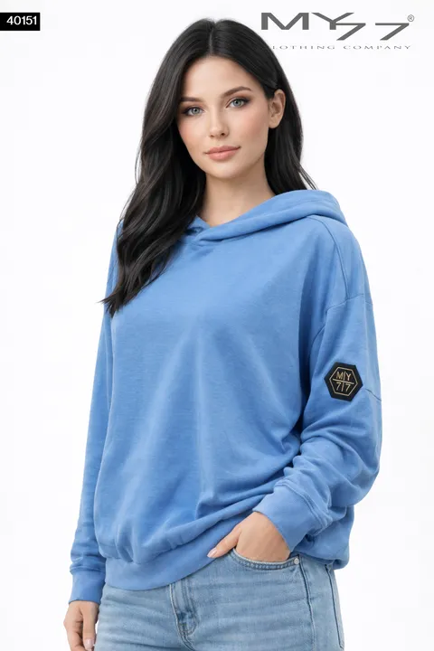 MY77 Kék kapucnis pulóver – 40151