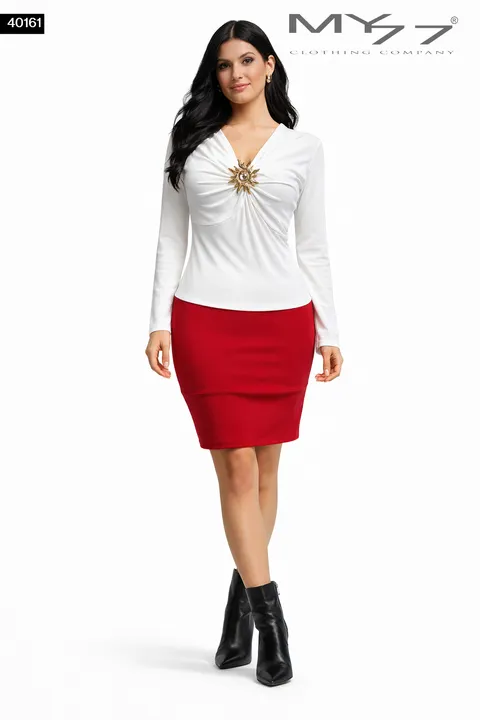 MY77 40161 – Drapírozott, V-nyakú ruha