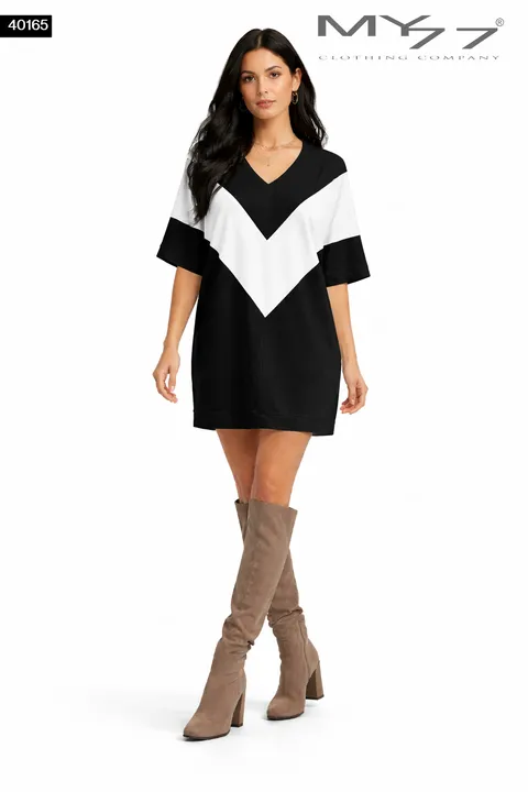 MY77 40165 – V-nyakú, színblokkolt tunika