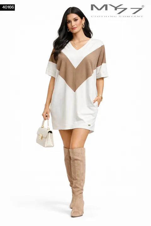 MY77 40166 – V-nyakú, színblokkolt tunika