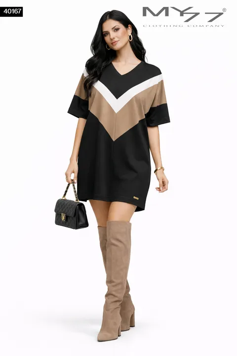 MY77 40167 – V-nyakú, színblokkolt tunika