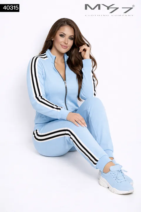 MY77 Kék Női Cipzáras Melegítő Szett – Oldalcsíkos – 40315