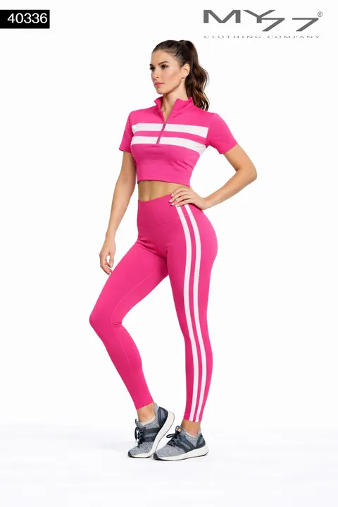 MY77 Pink Női Sport Szett – Cipzáras Crop Felső és Leggings – 40336